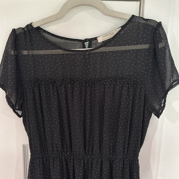 Rokoko black polka dot dress size Large - Picture 2 of 7